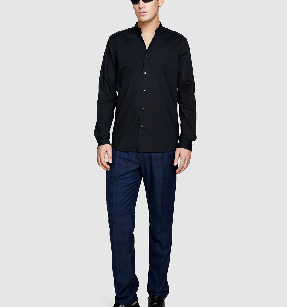 Mandarin collar shirt - men's slim fit shirts - Black | Sisley image number 1